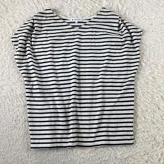 グローバルワーク フレンチスリーブ ボーダードルマントップス 白黒 Lサイズ