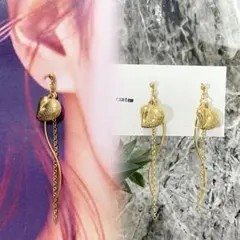 008 結婚式 卒業式に。ハート型チェーンピアス