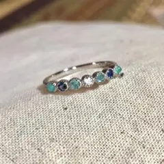 パライバトルマリン　サファイア　ダイヤモンド　リング　12号　pt900