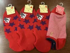 tutuanna 星柄 赤 ソックス 4足セット 22-25cm