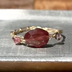 ダブルハート♡♡です ブルーアンバーとドラゴンガーネットのピアス ダブルハート♡♡様専用です ブルーアンバーとドラゴンガーネットの