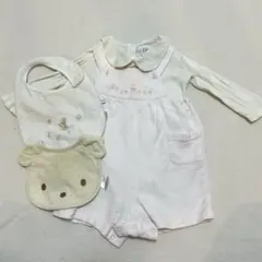 familiar ベビー ロンパース ピンク色 ~95cm スタイ2枚付き