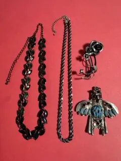 ヴィンテージ ターコイズペンダント ネックレス ブローチ アクセサリーセット