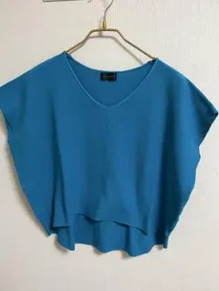 ブルーVネック 半袖 トップス サイズ38