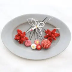 332. 髪飾り 花 鶴 （大）和玉 着物 子供 七五三