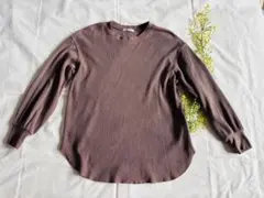 NICE CLAUP ワッフルトップス ピンクブラウン ゆるかわ