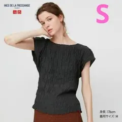 ユニクロ×イネス【UNIQLO】シフォンツイストプリーツブラウス ネイビーS