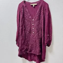 美品✨Democracy 【M 】パープル Vネック　長袖シャツ　お出かけ　通勤