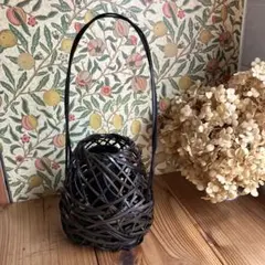 竹製 黒 バスケット型花器