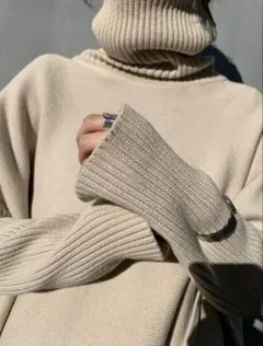 clane SIDE SLIT TURTLE WIDE KNIT ニット