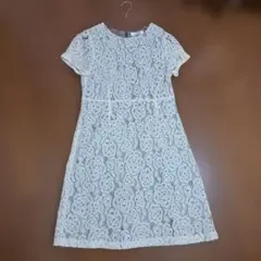レース花柄 半袖ワンピース　アイボリー　40サイズ