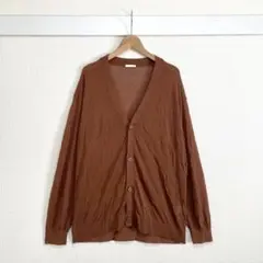 GU シアーカーディガン L ゆったり レイヤード ブラウン レーヨン混 薄手