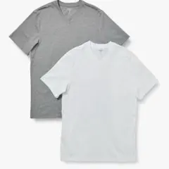 メンズ Tシャツ Vネック 2枚セット グレー ホワイト Sサイズ