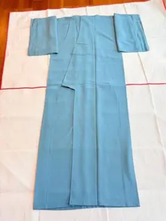 色無地 着物 袷 一つ紋 青緑色のサムネイル