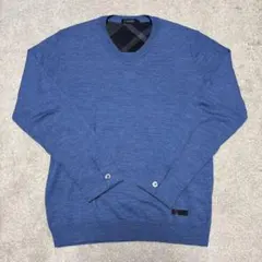 ブラックレーベル　新品ブルーVネックニットセーター L