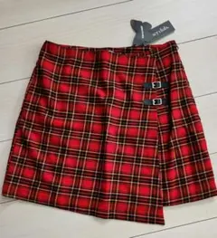 FANCY CLUB CHECK BUCKLE WRAP SKIRT