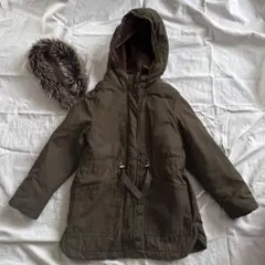 ZARA オリーブグリーン ダウンコート ファー付き