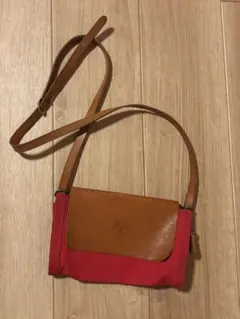 【お値下げしました】美品　IL BISONTE レザーキャンバスショルダーバッグ