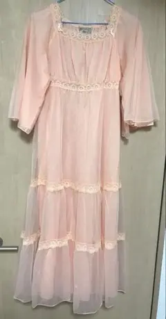 美品 希少 サーモンピンク ネグリジェ M ヴィンテージ レトロ パジャマ