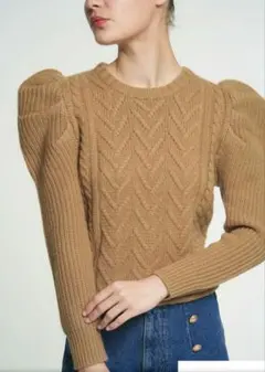 MADELEINE THOMPSON カシミヤ パフスリーブ ニット　キャメル