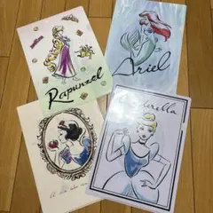 新品　ディズニープリンセス　クリアファイル4枚セット　アリエル　ラプンツェル等