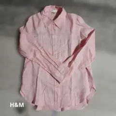 H&M リネン ピンク 長袖シャツ XS