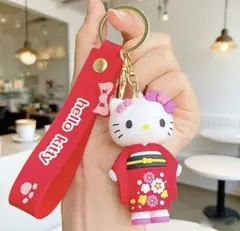 Hello Kitty 着物 キーホルダー レッド