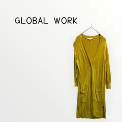 【GLOBAL WORK 】イエロー ロングカーディガン トップス　羽織り薄手