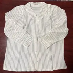白ストライプ 長袖シャツ LLサイズ