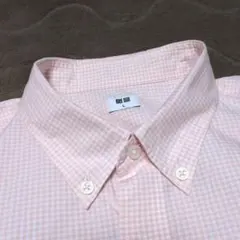 ブロードシャツ チェック ピンク ユニクロ サイズ L　メンズ