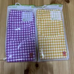 【新品2点セット】UNIQLO レギンス　7分丈　90パープル　イエローチェック