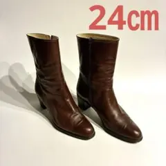 ❤️沢山履いてお出掛けしよう❤️ショートブーツ 24cm 茶 ヒール 美脚