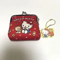 【2点セット】ハローキティ　赤い財布 ポーチ　がま口　キーホルダー付き