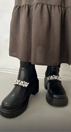 ORiental TRaffic ビジューベルトニットドッキングブーツ