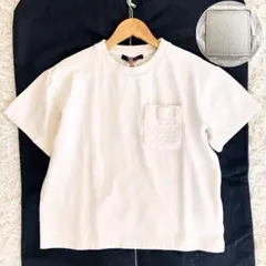 現行モデル　ルイヴィトン　Tシャツ　モノグラム　ジャガード　レザーパッチ　白　M 現行モデル ルイヴィトン Tシャツ モノグラム ジャガード レザーパッチ