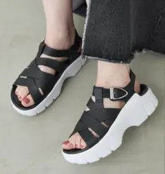 ORPHIC×CLANE ‐クロスデザインサンダル BLACK最終値下げしました