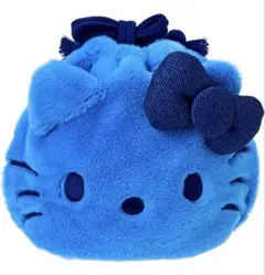 I love Hello Kitty アイラブハローキティ　フェイス形巾着ブルー