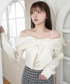 LIP SERVICE リップサービス リボンオフショルロングスリーブトップス