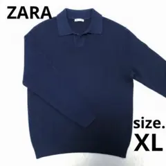 【美品】ZARA ポロセーター ネイビー