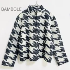 BAMBOLE バンボレ 千鳥格子柄 ニットジャケット ブルゾン モノトーン