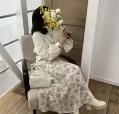 deisy lotte 花柄 ベージュ イエロー ワンピース ロング 長袖