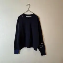 アニヤハインドマーチ ユニクロ　ニット　セーター　S ネイビー　ウール　刺繍
