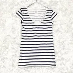 ザラ ZARA UネックボーダーTシャツ シンプル 着回し◎ E8254