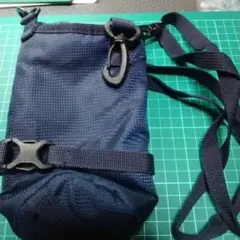 ネイビー メッシュ ペットボトルカバーケース ストラップ付き
