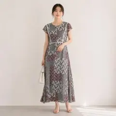 DouDou パッチワーク風 花柄 ロングワンピース　最終価格のサムネイル