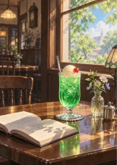 【イラスト】喫茶店のメロンソーダ アートポスター