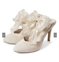 2Wayチュールリボンパンプス　プレーンラインストラップパンプス　ホワイトGRL