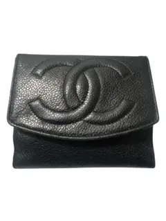 CHANEL ブラックレザー 二つ折り財布