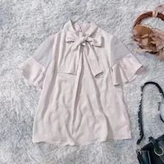 INGNI イング (M) ボウタイブラウス フレアスリーブ シフォン 半袖のサムネイル