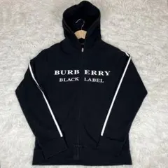 美品✨バーバリーブラックレーベル フルジップ パーカー ホースロゴ 胸元ロゴ 黒
